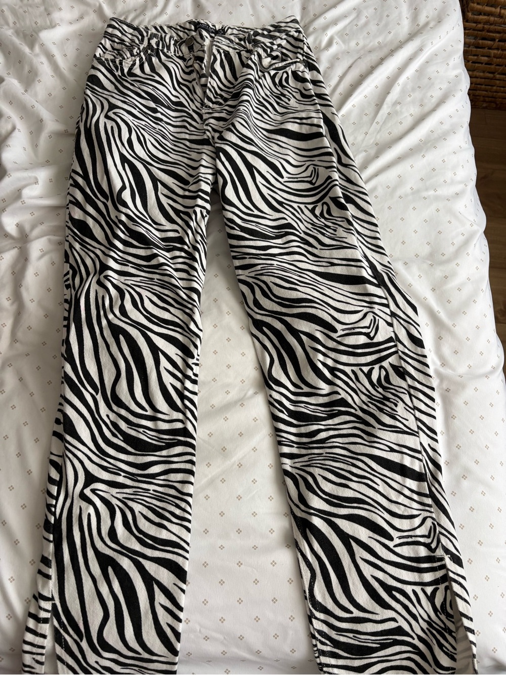 Nasty Gal Black & White Zebra Wide-Leg Pants